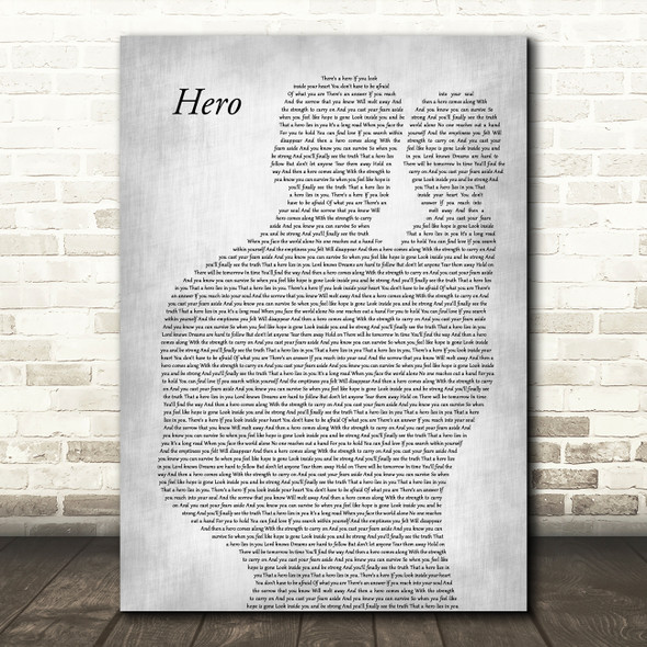 Mariah Carey Hero Father & Baby Grey Decorative Wall Art Gift Song Lyric Print