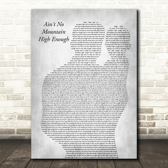 Marvin Gaye Ain't No Mountain High Enough Father & Baby Grey Song Lyric Print