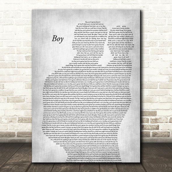 Lee Brice Boy Father & Baby Grey Decorative Wall Art Gift Song Lyric Print