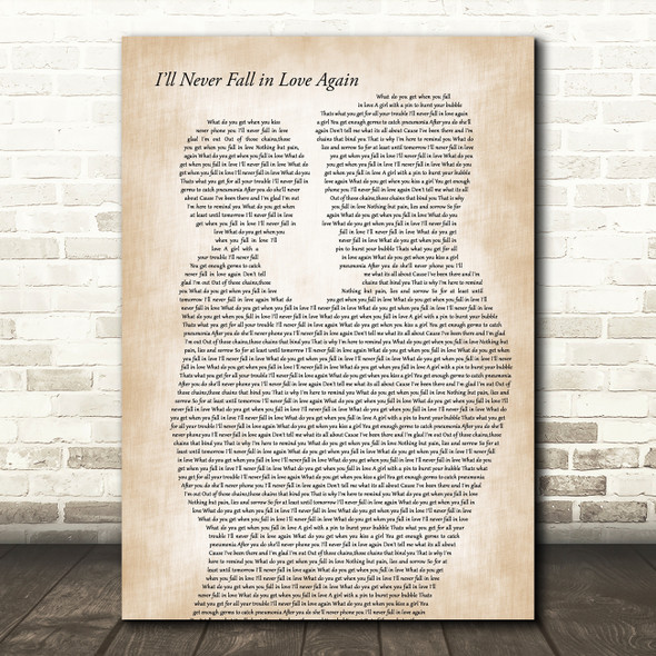 Deacon Blue Ill Never Fall in Love Again Father & Child Decorative Gift Song Lyric Print