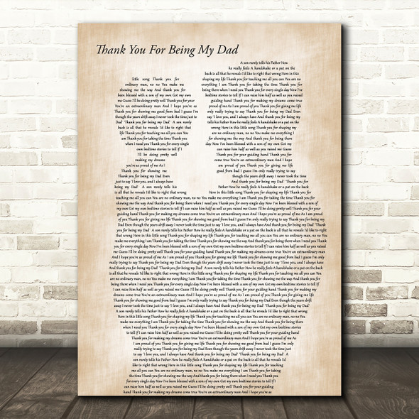 Jon Barker Thank You For Being My Dad Father & Child Decorative Gift Song Lyric Print