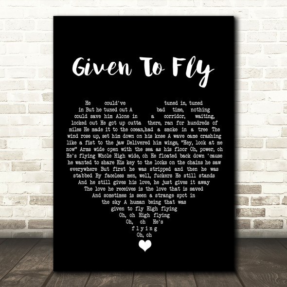 Pearl Jam Given To Fly Black Heart Song Lyric Wall Art Print