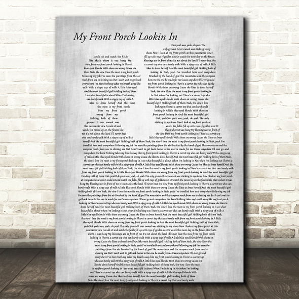 Lonestar My Front Porch Lookin In Father & Child Grey Decorative Gift Song Lyric Print