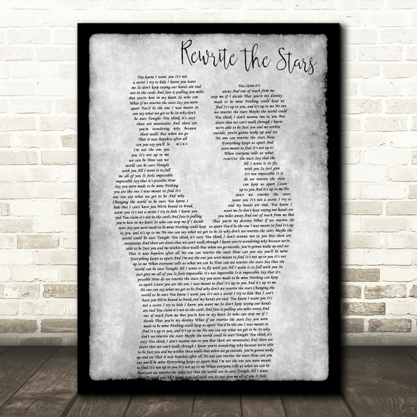 Zac Efron, Zendaya - GREATEST SHOWMAN Rewrite the Stars Gay Couple Two Men Dancing Grey Song Lyric Print
