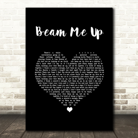Pink Beam Me Up Black Heart Song Lyric Wall Art Print