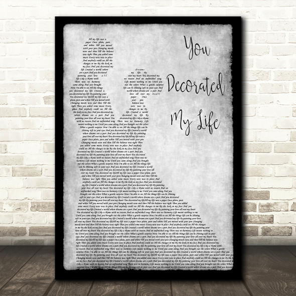Kenny Rogers You Decorated My Life Grey Man Lady Dancing Decorative Gift Song Lyric Print