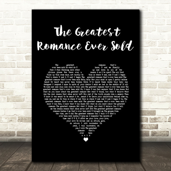 Prince The Greatest Romance Ever Sold Black Heart Song Lyric Wall Art Print