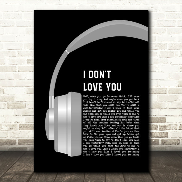 My Chemical Romance I Don't Love You Grey Headphones Decorative Wall Art Gift Song Lyric Print