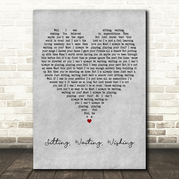Jack Johnson Sitting, Waiting, Wishing Grey Heart Decorative Wall Art Gift Song Lyric Print