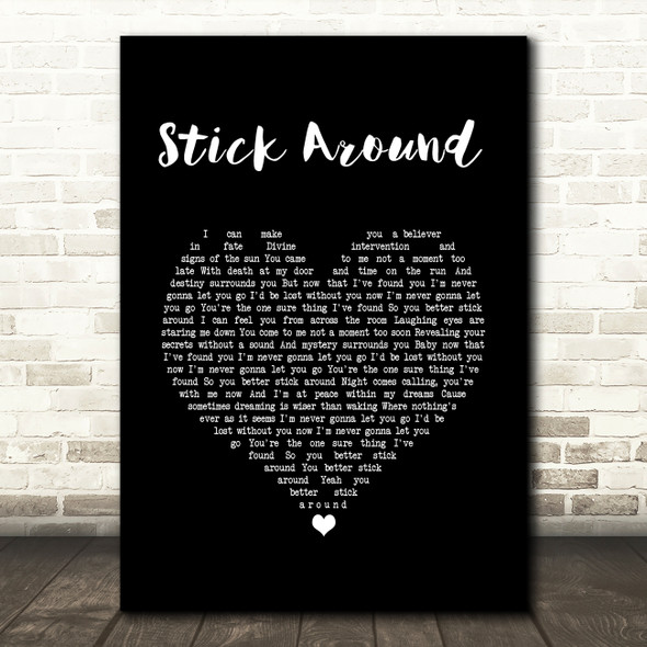 Reckless Kelly Stick Around Black Heart Song Lyric Wall Art Print