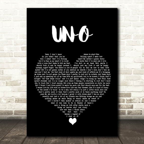 Rex Orange County UNO Black Heart Song Lyric Wall Art Print
