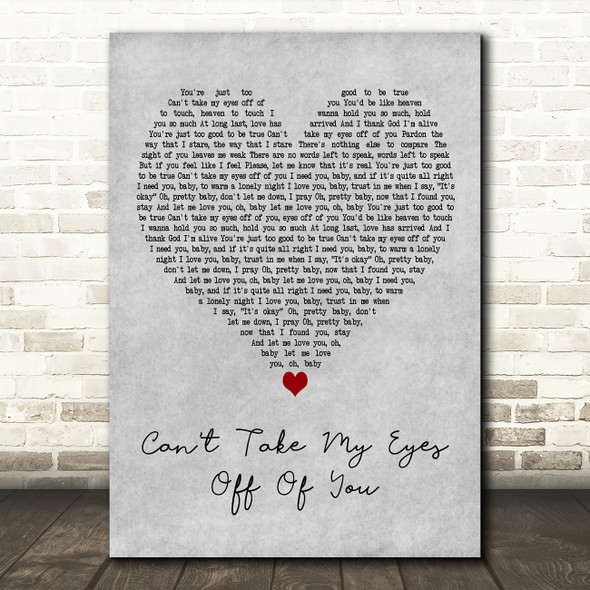 Lauryn Hill Cant Take My Eyes Off Of You Grey Heart Decorative Gift Song Lyric Print