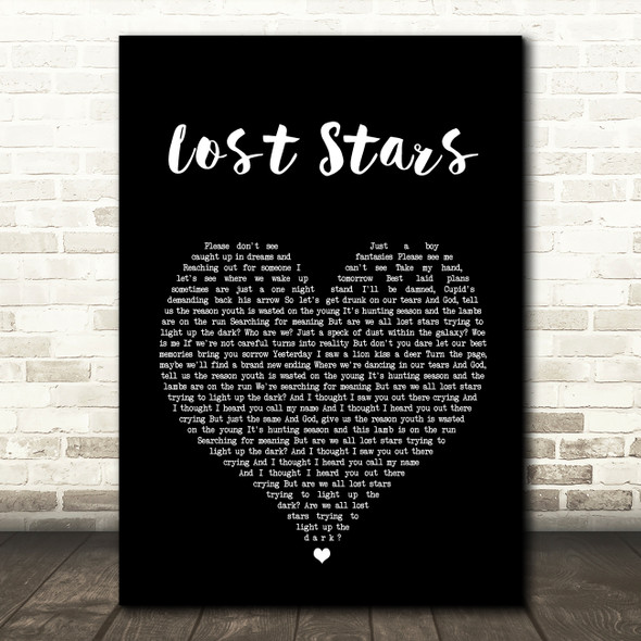 Adam Levine Lost Stars Black Heart Song Lyric Quote Print