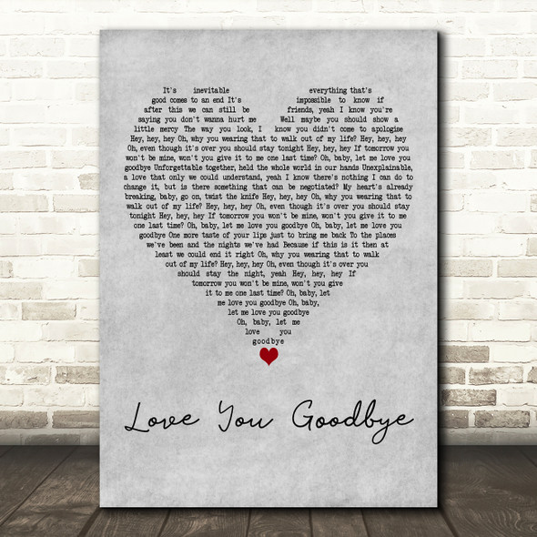 One Direction Love You Goodbye Grey Heart Decorative Wall Art Gift Song Lyric Print