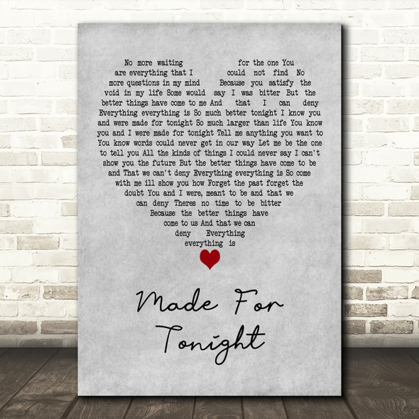 Richie Kotzen Made For Tonight Grey Heart Decorative Wall Art Gift Song Lyric Print