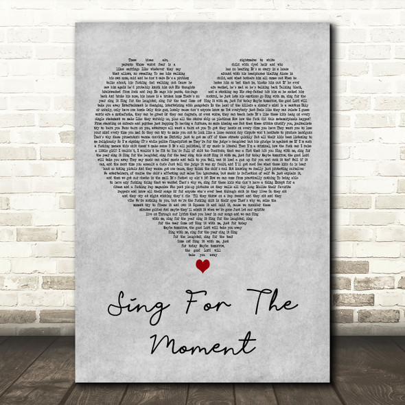 Eminem Sing For The Moment Grey Heart Decorative Wall Art Gift Song Lyric Print