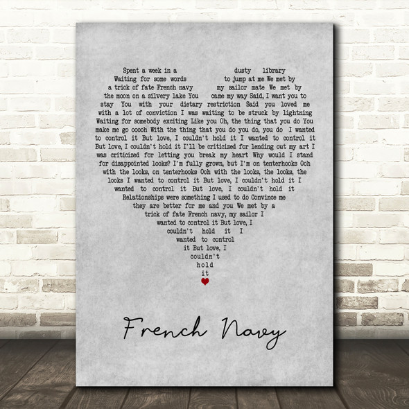 Camera Obscura French Navy Grey Heart Decorative Wall Art Gift Song Lyric Print