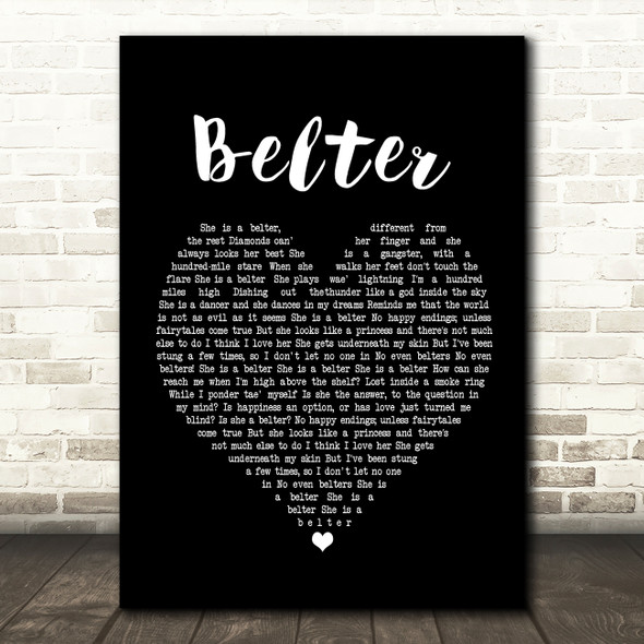 Gerry Cinnamon Belter Black Heart Song Lyric Quote Print