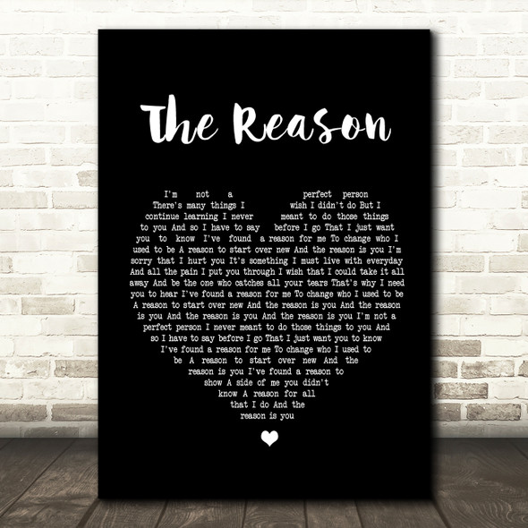 Hoobastank The Reason Black Heart Song Lyric Quote Print