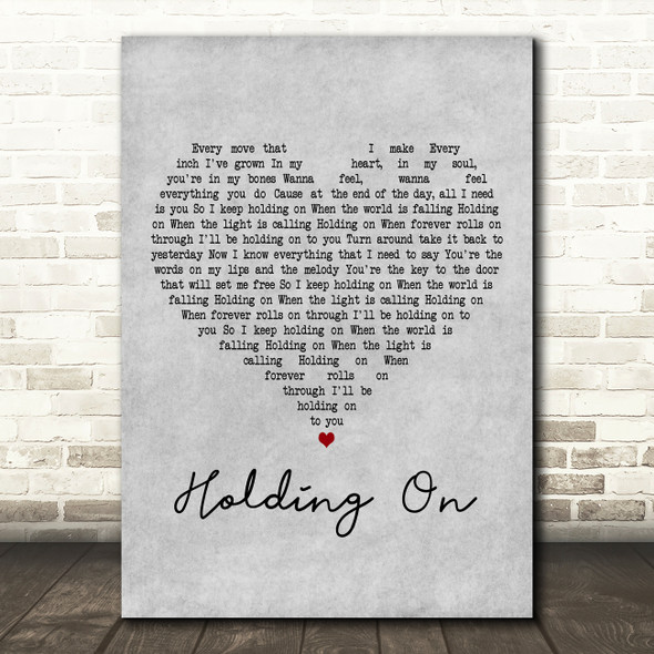 Johnny Stimson Holding On Grey Heart Decorative Wall Art Gift Song Lyric Print