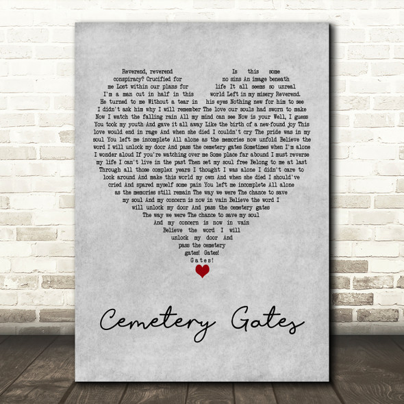 Pantera Cemetery Gates Grey Heart Decorative Wall Art Gift Song Lyric Print