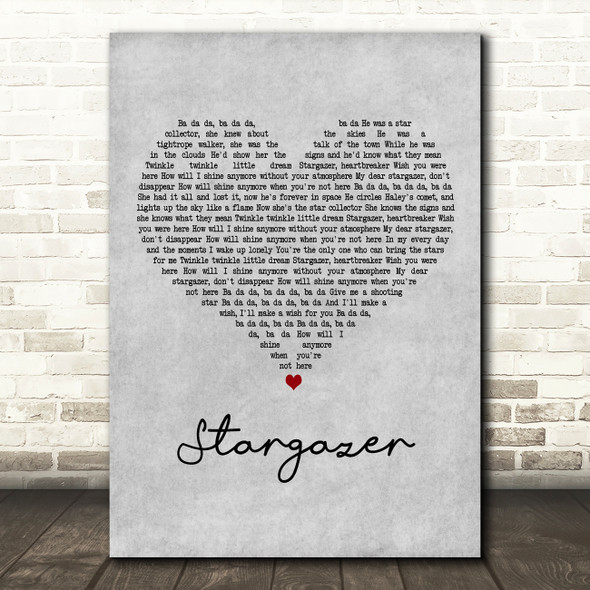 Paloma Faith Stargazer Grey Heart Decorative Wall Art Gift Song Lyric Print