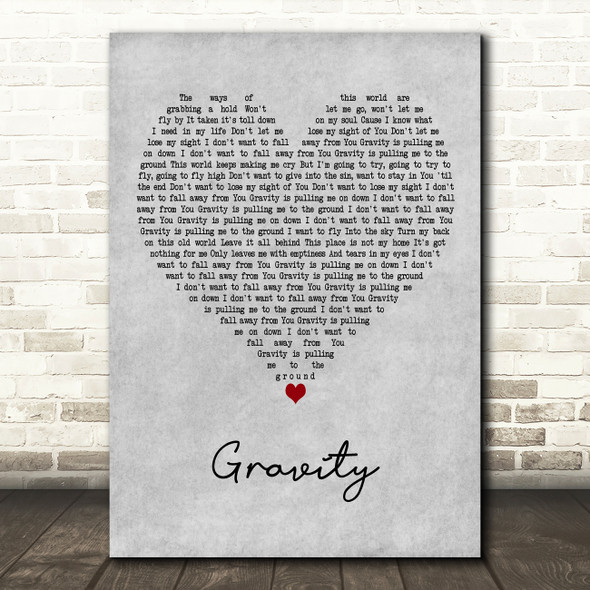 Shawn McDonald Gravity Grey Heart Decorative Wall Art Gift Song Lyric Print