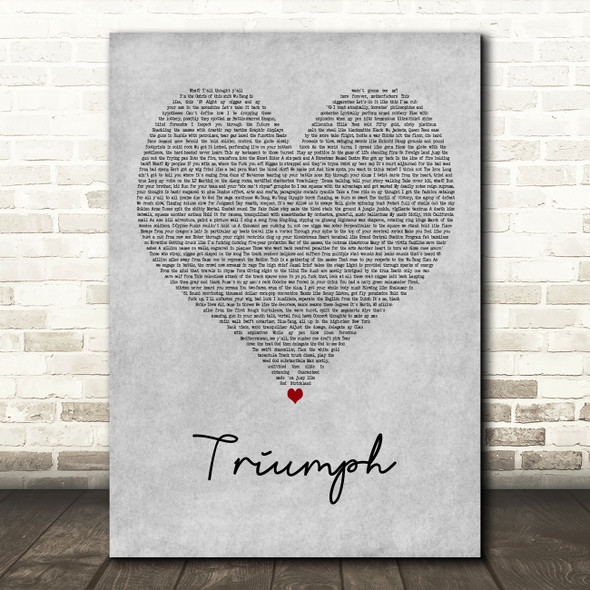 Wu-Tang Clan Triumph Grey Heart Decorative Wall Art Gift Song Lyric Print