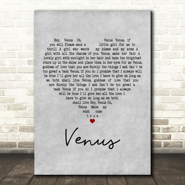 Frankie Avalon Venus Grey Heart Decorative Wall Art Gift Song Lyric Print