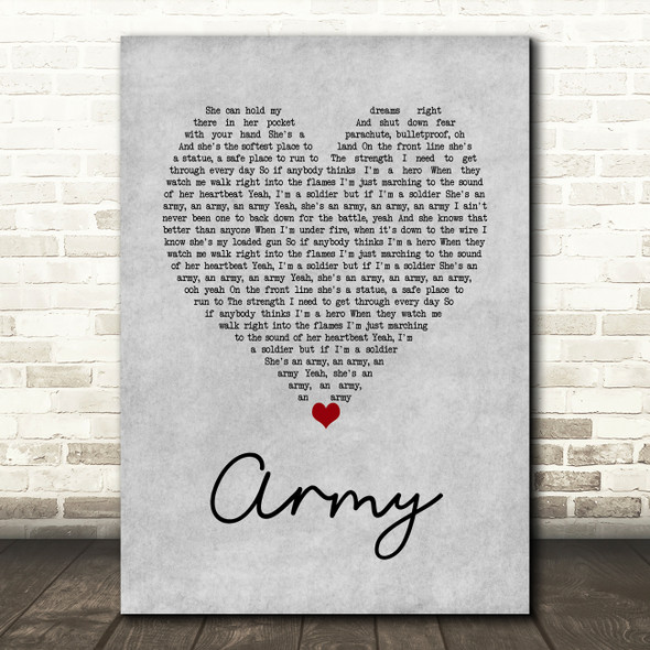 Lady Antebellum Army Grey Heart Decorative Wall Art Gift Song Lyric Print