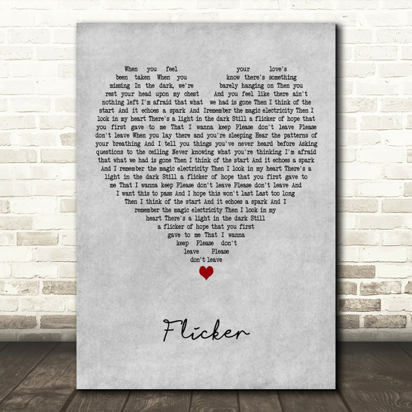 Niall Horan Flicker Grey Heart Decorative Wall Art Gift Song Lyric Print