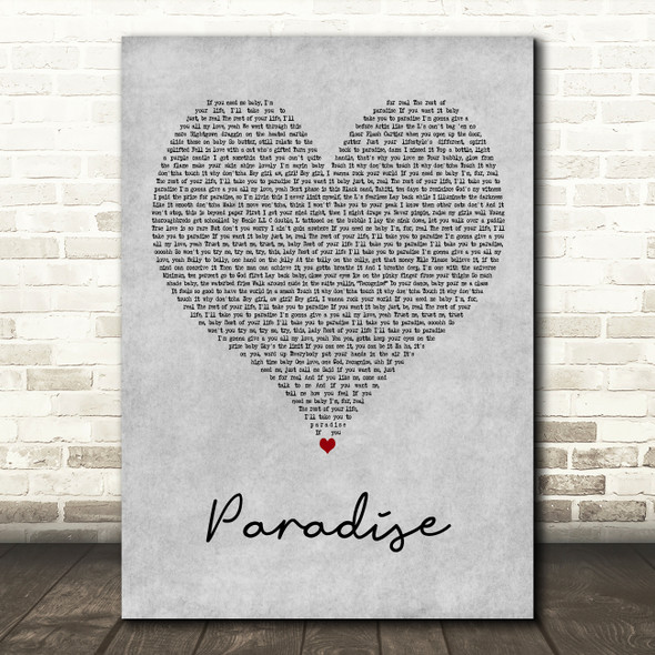 LL Cool J Paradise Grey Heart Decorative Wall Art Gift Song Lyric Print