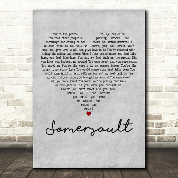 Zero 7 Somersault Grey Heart Decorative Wall Art Gift Song Lyric Print