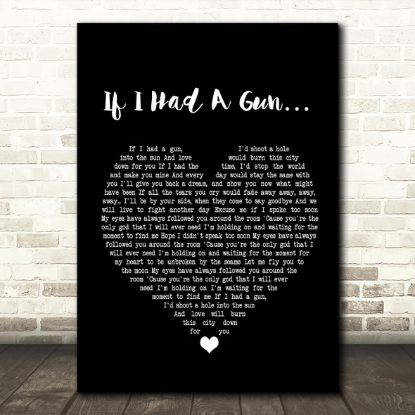 Noel Gallagher If I Had A Gun Black Heart Song Lyric Quote Print