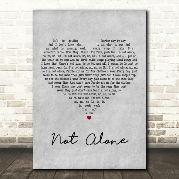 McFly Not Alone Grey Heart Decorative Wall Art Gift Song Lyric Print