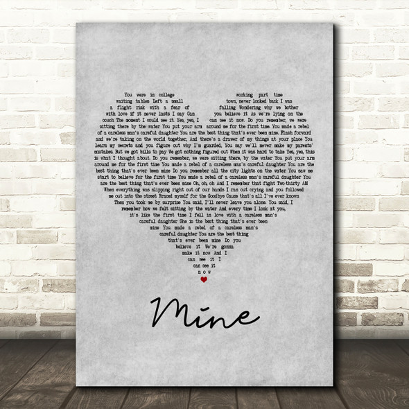 Glee Cast Mine Grey Heart Decorative Wall Art Gift Song Lyric Print