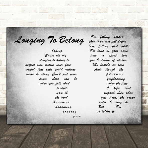Eddie Vedder Longing To Belong Man Lady Couple Grey Decorative Wall Art Gift Song Lyric Print