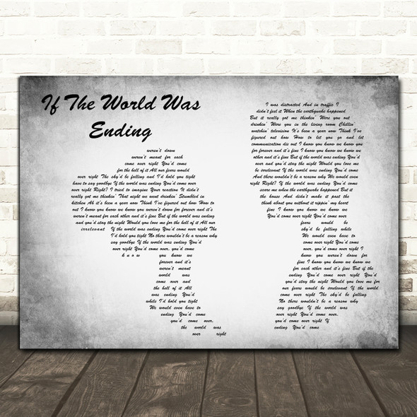 JP Saxe If The World Was Ending Man Lady Couple Grey Decorative Gift Song Lyric Print
