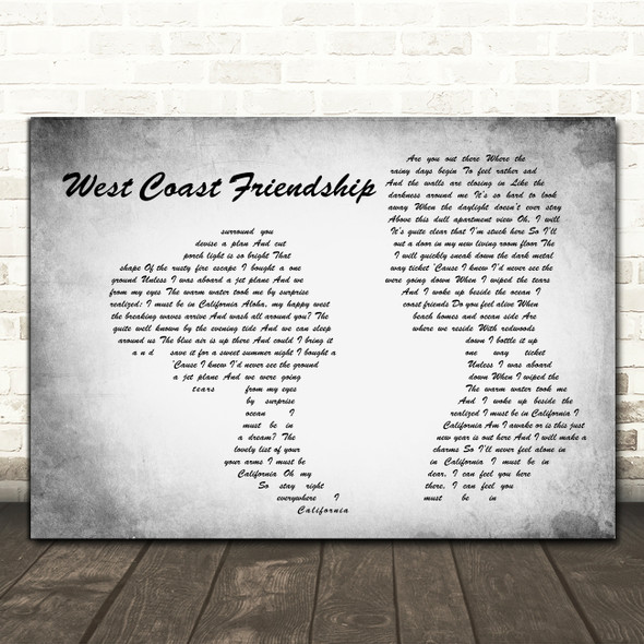 Owl City West Coast Friendship Man Lady Couple Grey Decorative Gift Song Lyric Print
