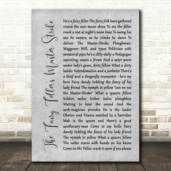 Queen The Fairy Feller's Master-Stroke Grey Rustic Script Decorative Wall Art Gift Song Lyric Print