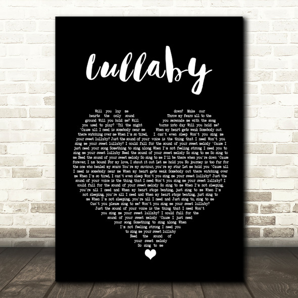 Sigala & Paloma Faith Lullaby Black Heart Song Lyric Quote Print