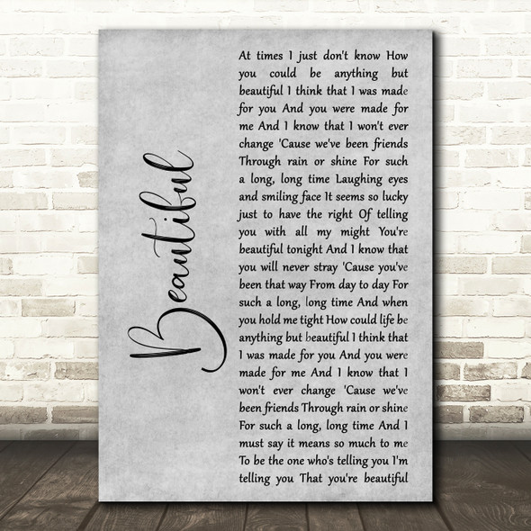 Gordon Lightfoot Beautiful Grey Rustic Script Decorative Wall Art Gift Song Lyric Print