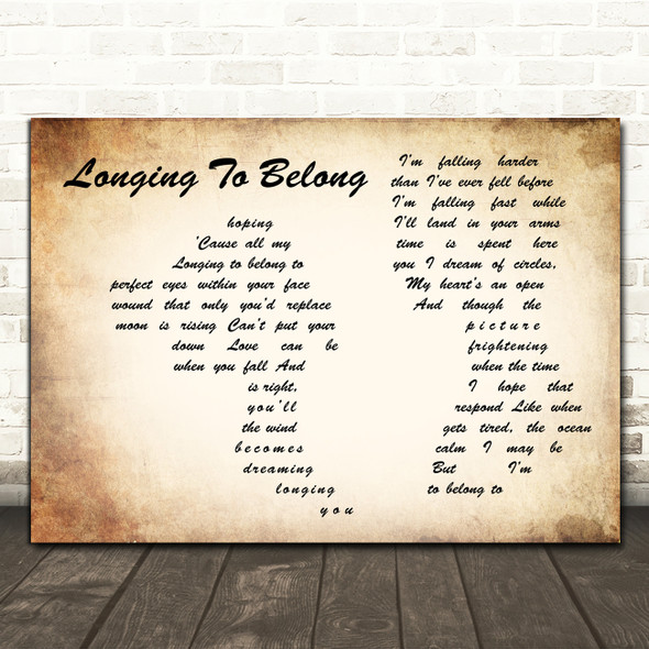 Eddie Vedder Longing To Belong Man Lady Couple Decorative Wall Art Gift Song Lyric Print