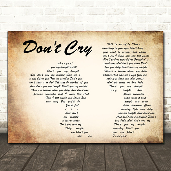 Guns N' Roses Don't Cry Man Lady Couple Decorative Wall Art Gift Song Lyric Print