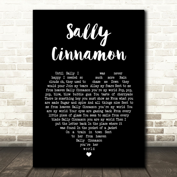 The Stone Roses Sally Cinnamon Black Heart Song Lyric Quote Print
