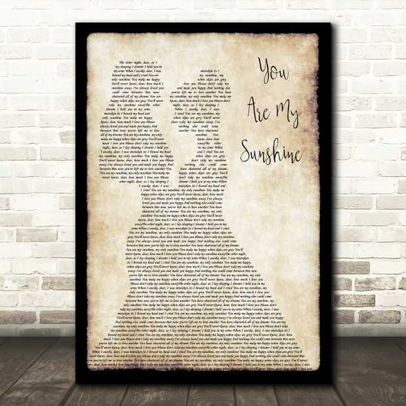 Johnny Cash You Are My Sunshine Lesbian Couple Two Ladies Dancing Wall Art Gift Song Lyric Print