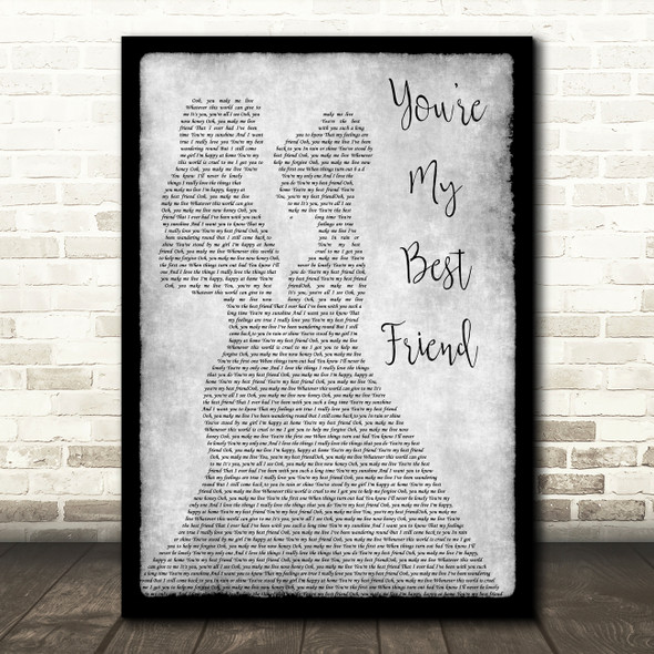 Queen You're My Best Friend Lesbian Couple Two Ladies Dancing Grey Gift Song Lyric Print