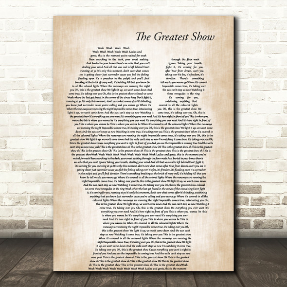 Hugh Jackman The Greatest Show Mother & Baby Decorative Wall Art Gift Song Lyric Print