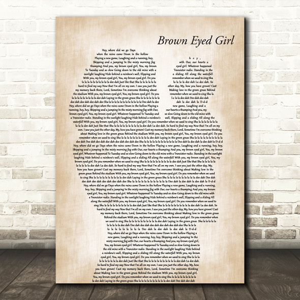 Van Morrison Brown Eyed Girl Mother & Baby Decorative Wall Art Gift Song Lyric Print