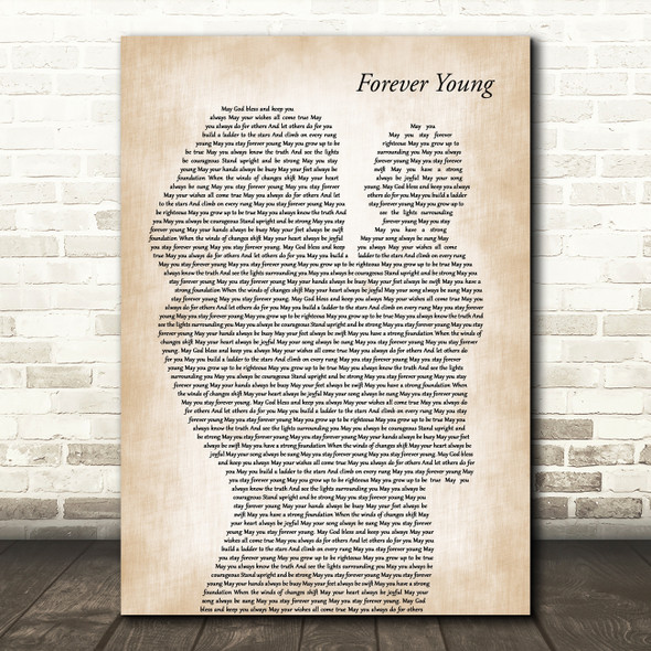 Audra Mae Forever Young Mother & Baby Decorative Wall Art Gift Song Lyric Print